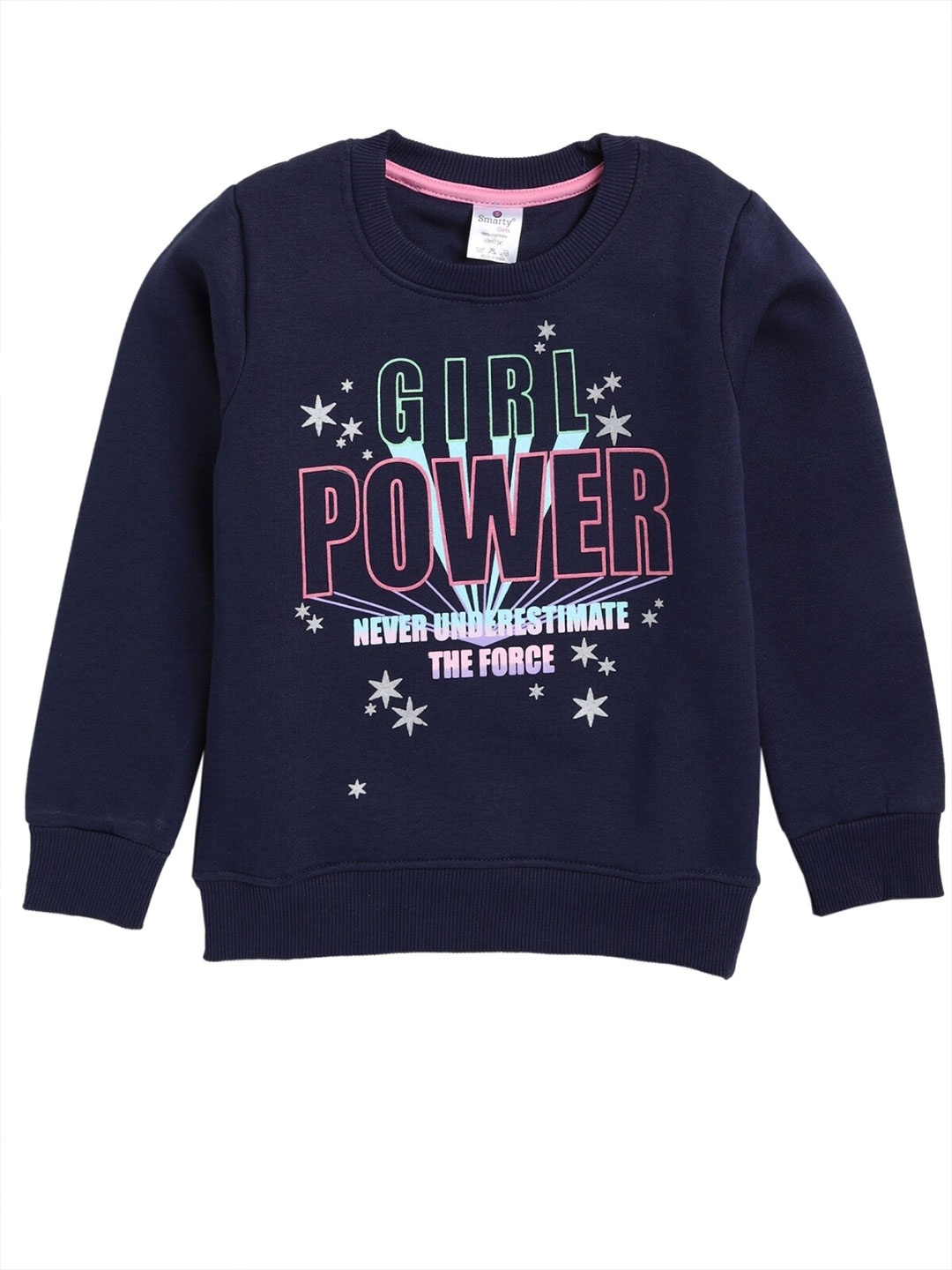 

Smarty Girls Printed Cotton Sweatshirt, Navy blue