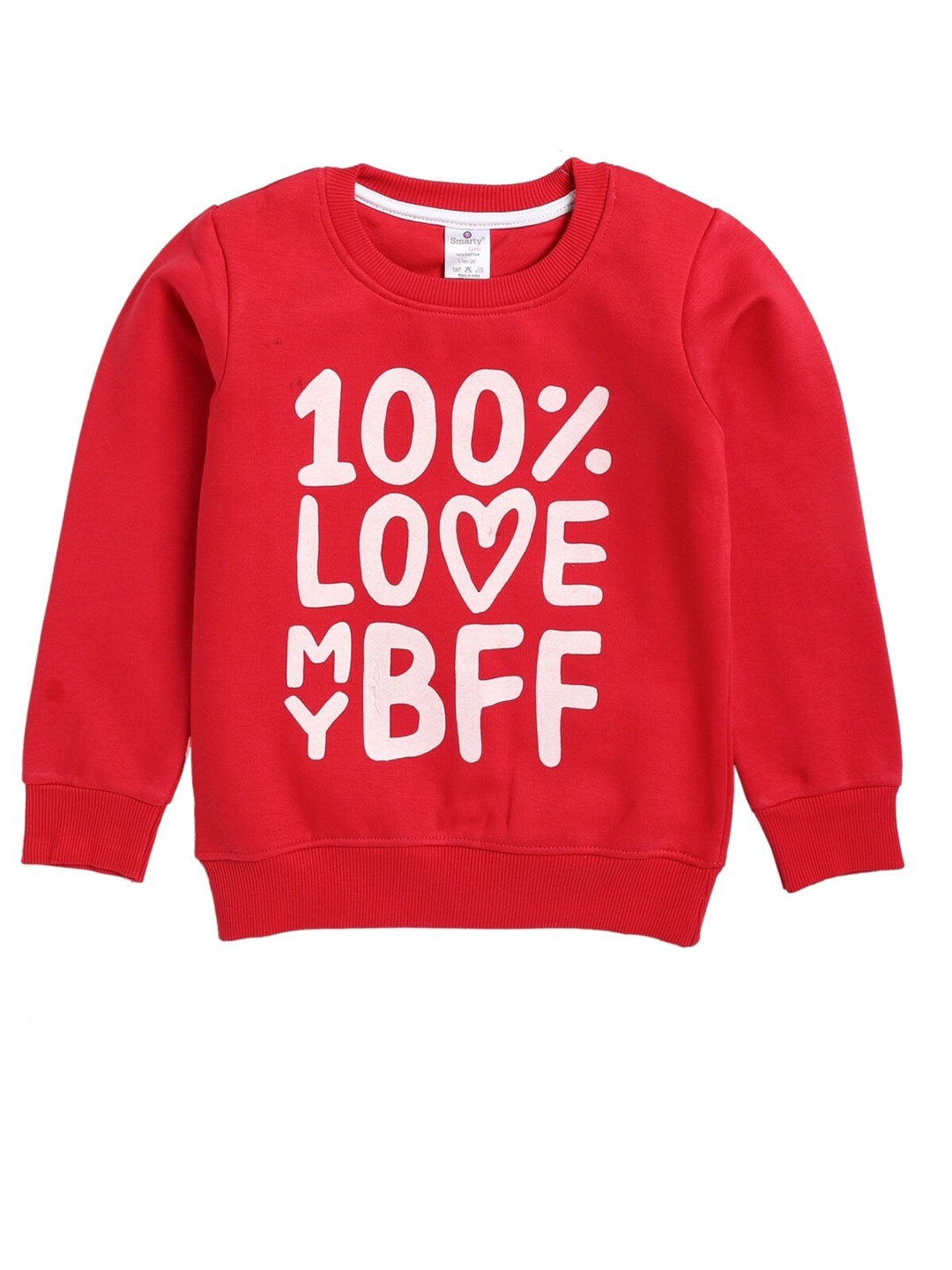 

Smarty Girls Typography Printed Cotton Pullover Sweatshirt, Red