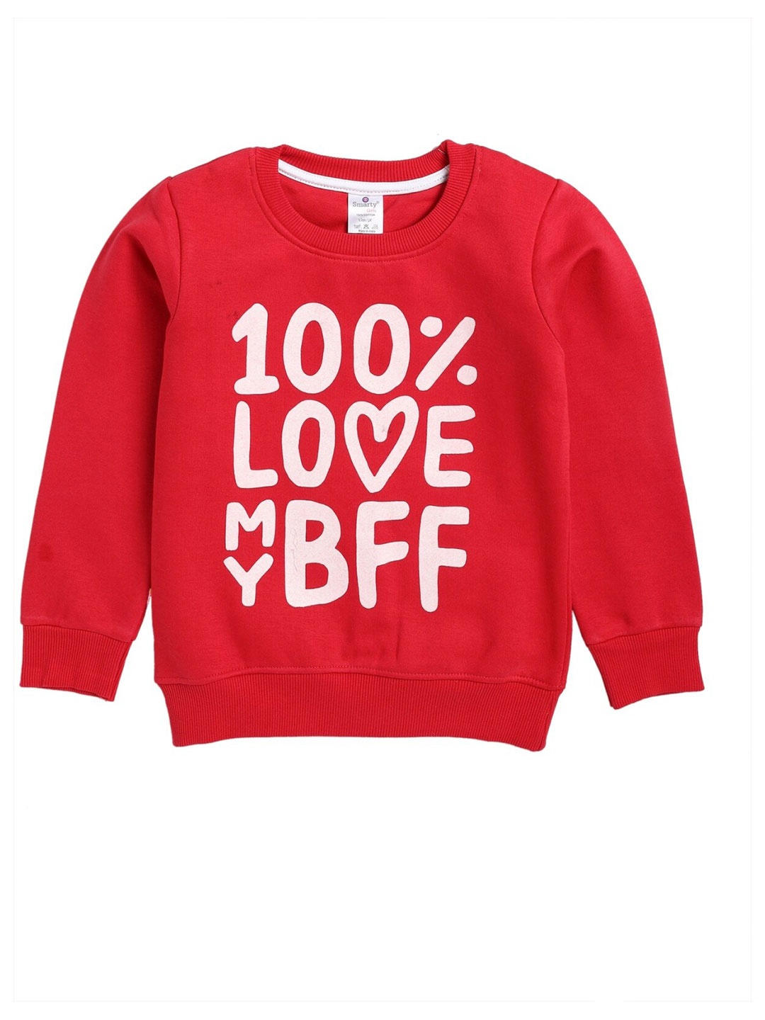 

Smarty Girls Typography Printed Pullover Cotton Sweatshirt, Red