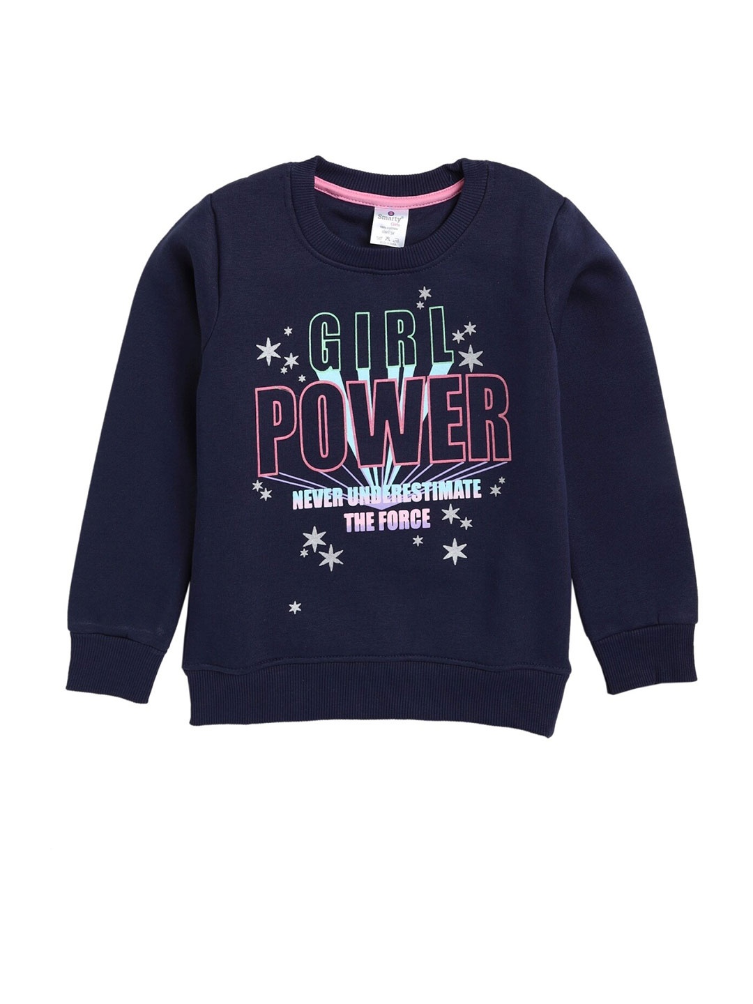 

Smarty Girls Printed Cotton Sweatshirt, Navy blue