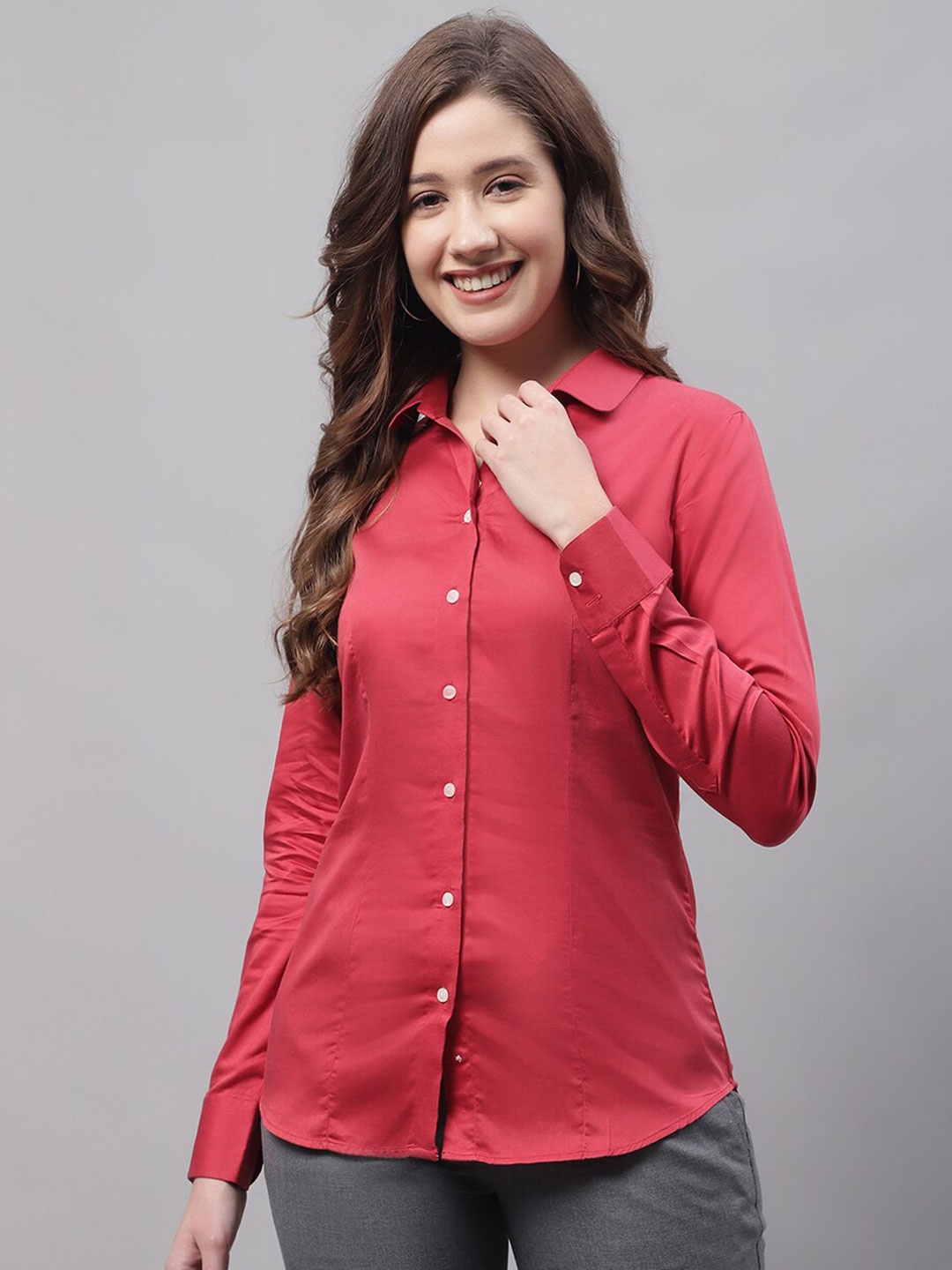 

Crozo By Cantabil Regular Fit Satin Formal Shirt, Red