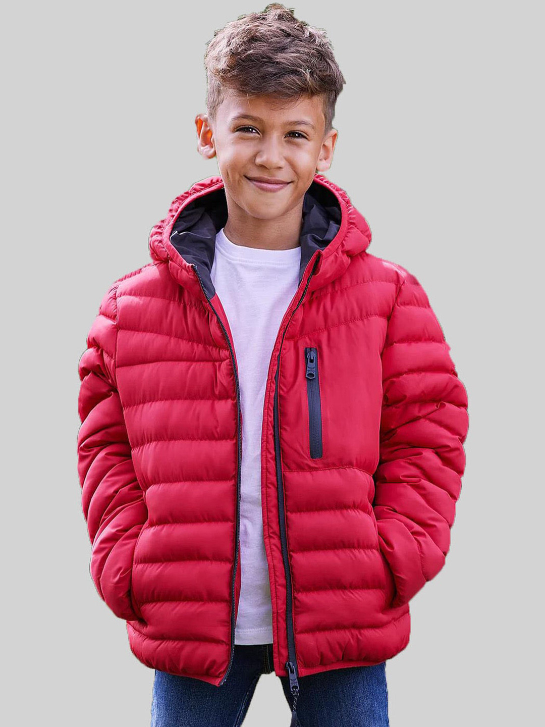 

Kotty Boys Outdoor Hooded Puffer Jacket, Red