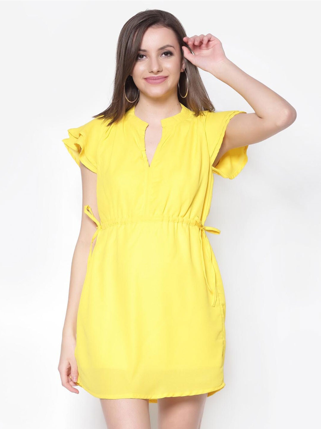 

Sera Mandarin Collar A-Line Dress, Yellow