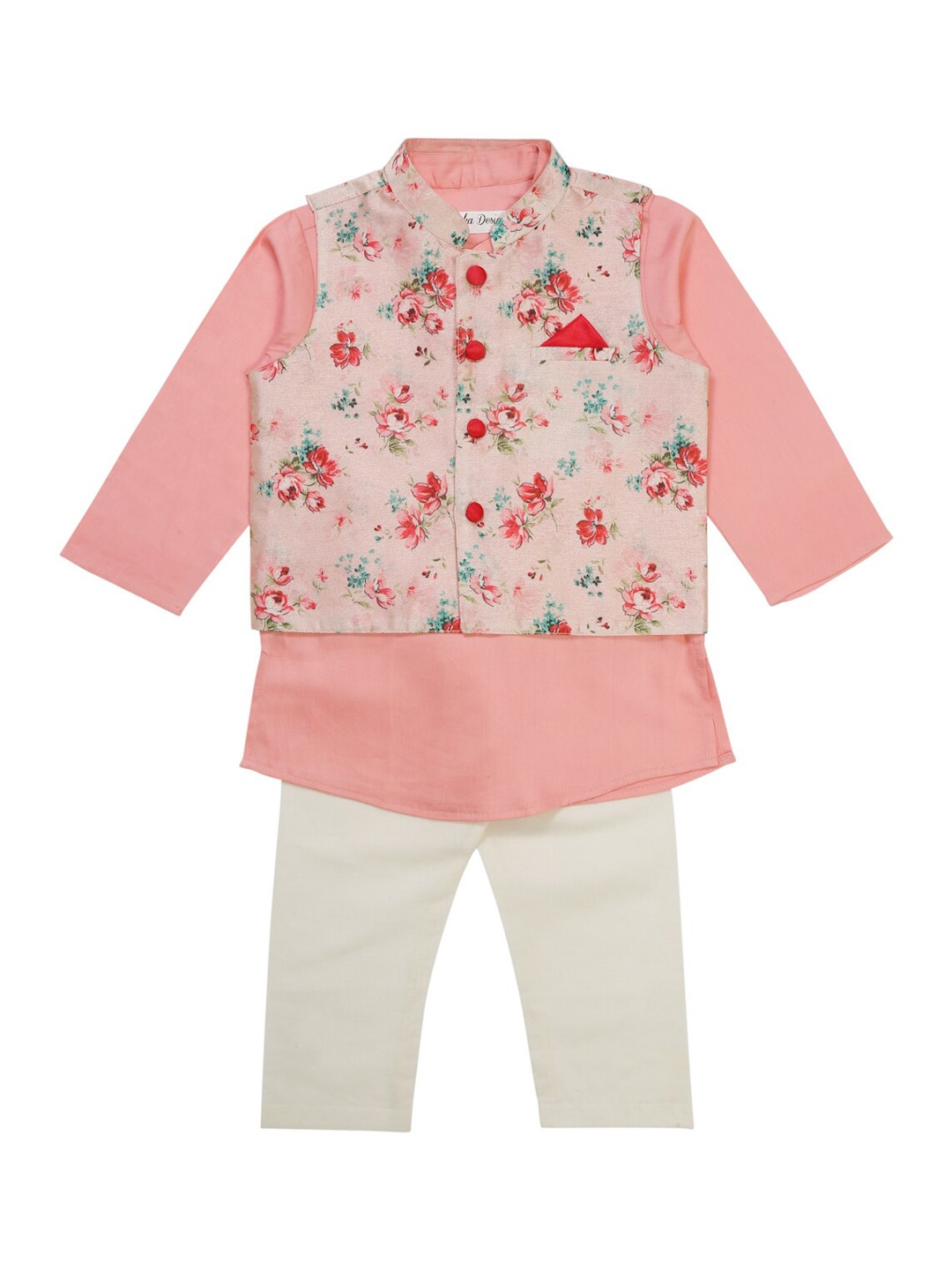 

SAKA DESIGNS Boys Kurta with Pyjamas & Waistcoat, Pink