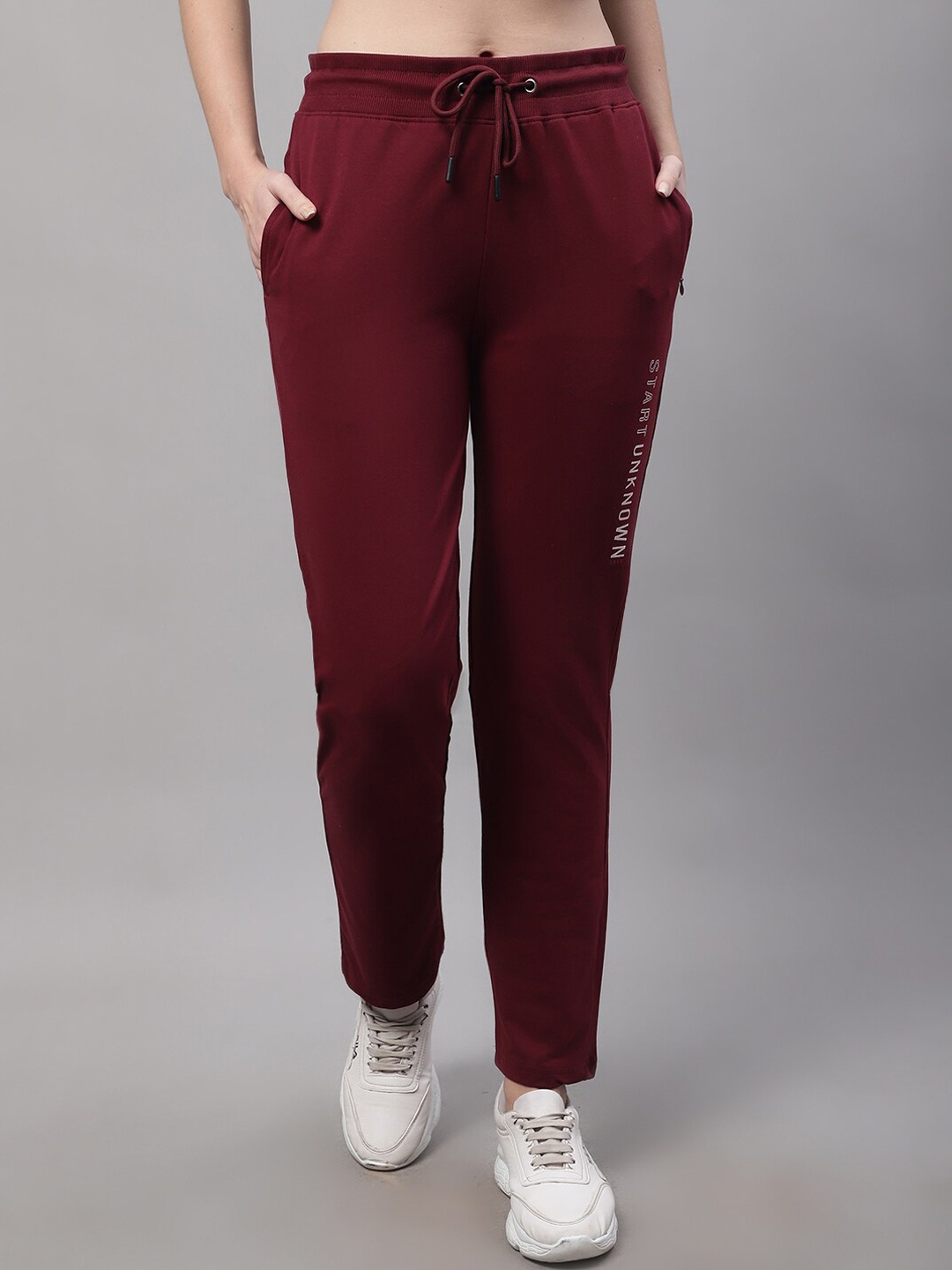 

Cantabil Women Printed Cotton Track Pant, Maroon