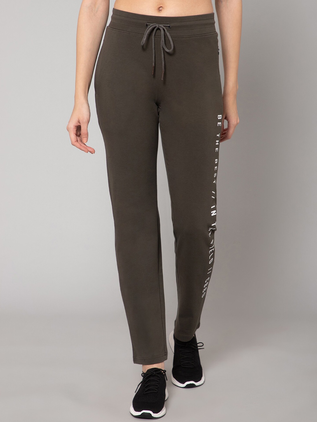 

Cantabil Women Printed Detail Cotton Track Pant, Olive