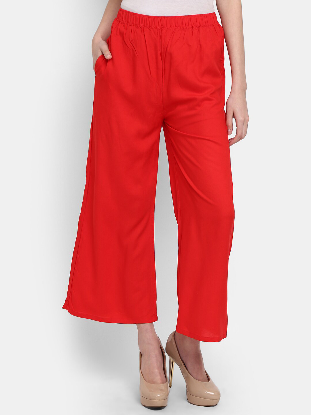 

V-Mart Women Cotton Palazzo, Red
