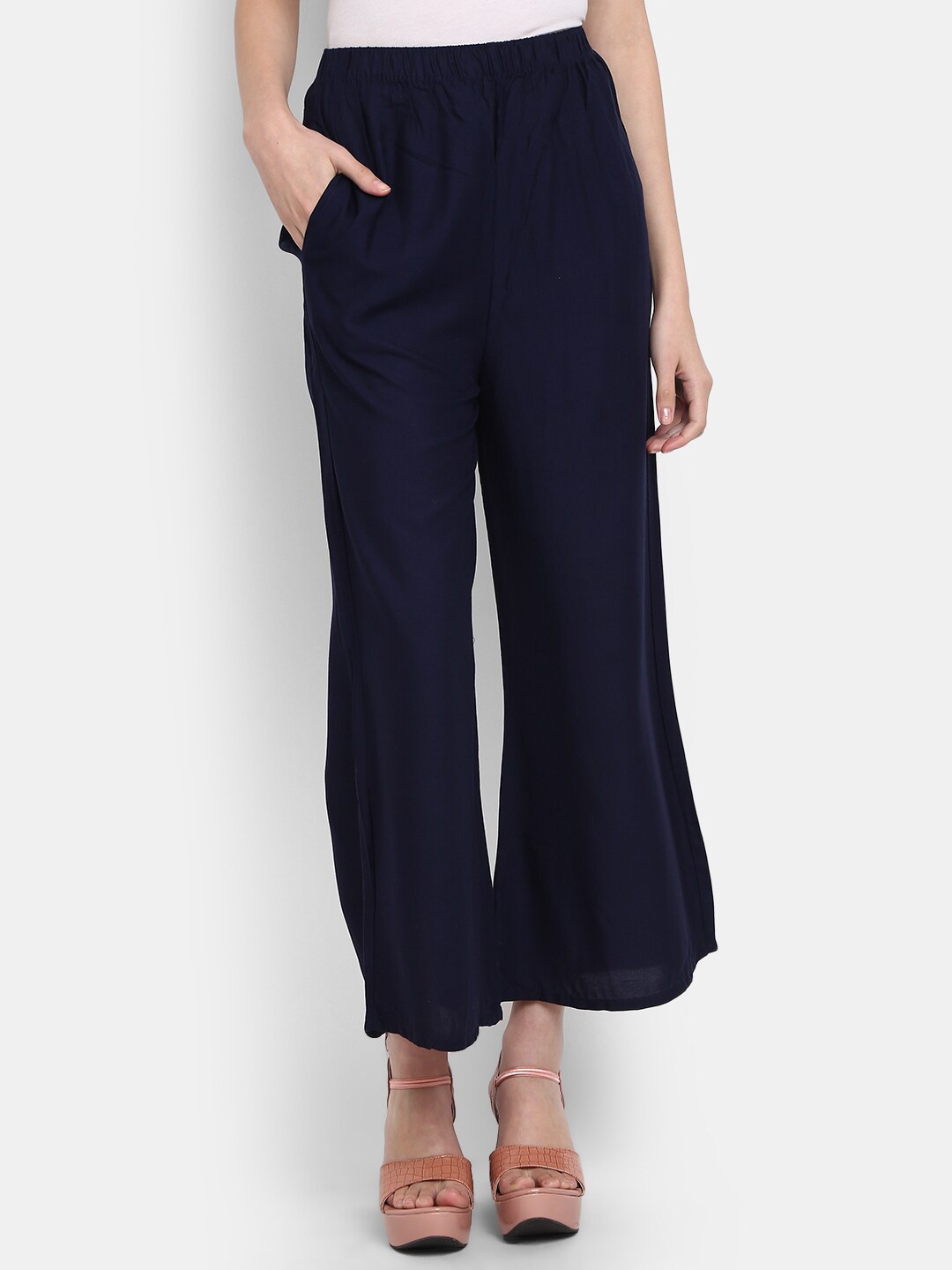 

V-Mart Women Cotton Palazzo, Navy blue