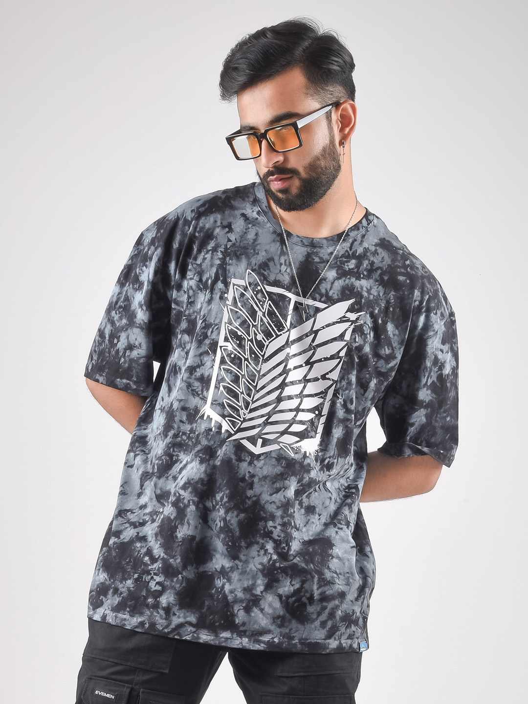 

COMICSENSE Anime Printed Attack on Titan Cotton Oversized T-shirt, Grey
