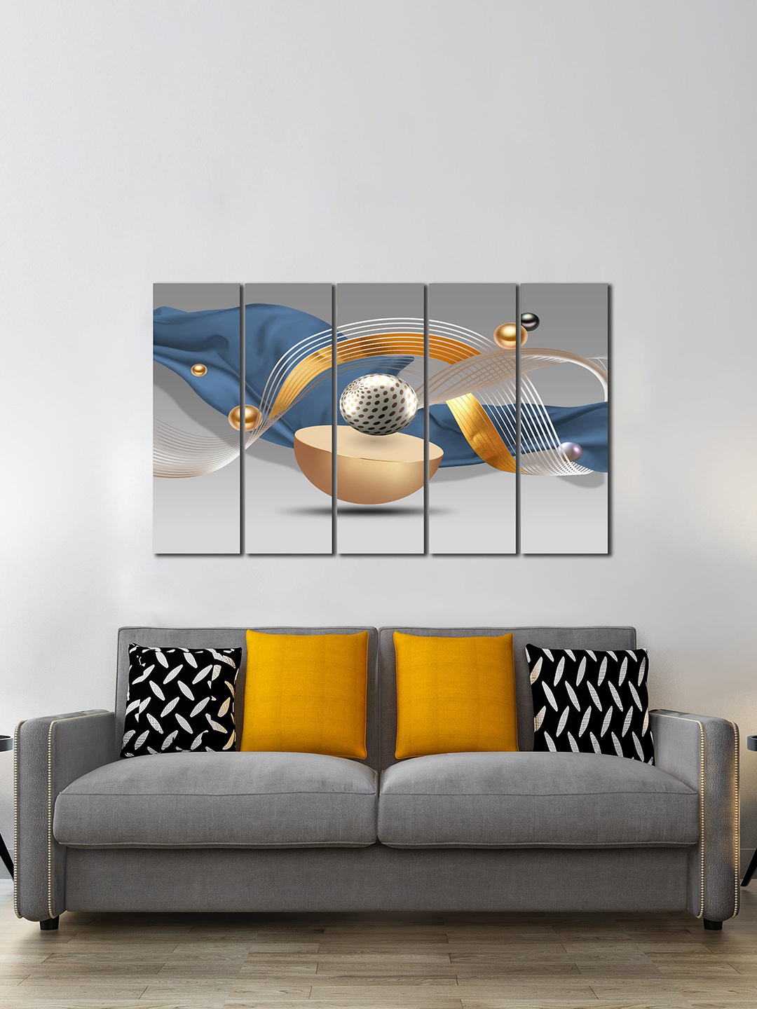 

WENS Modern Blue & Grey 5-Pcs Abstract Laminated Wall Panels