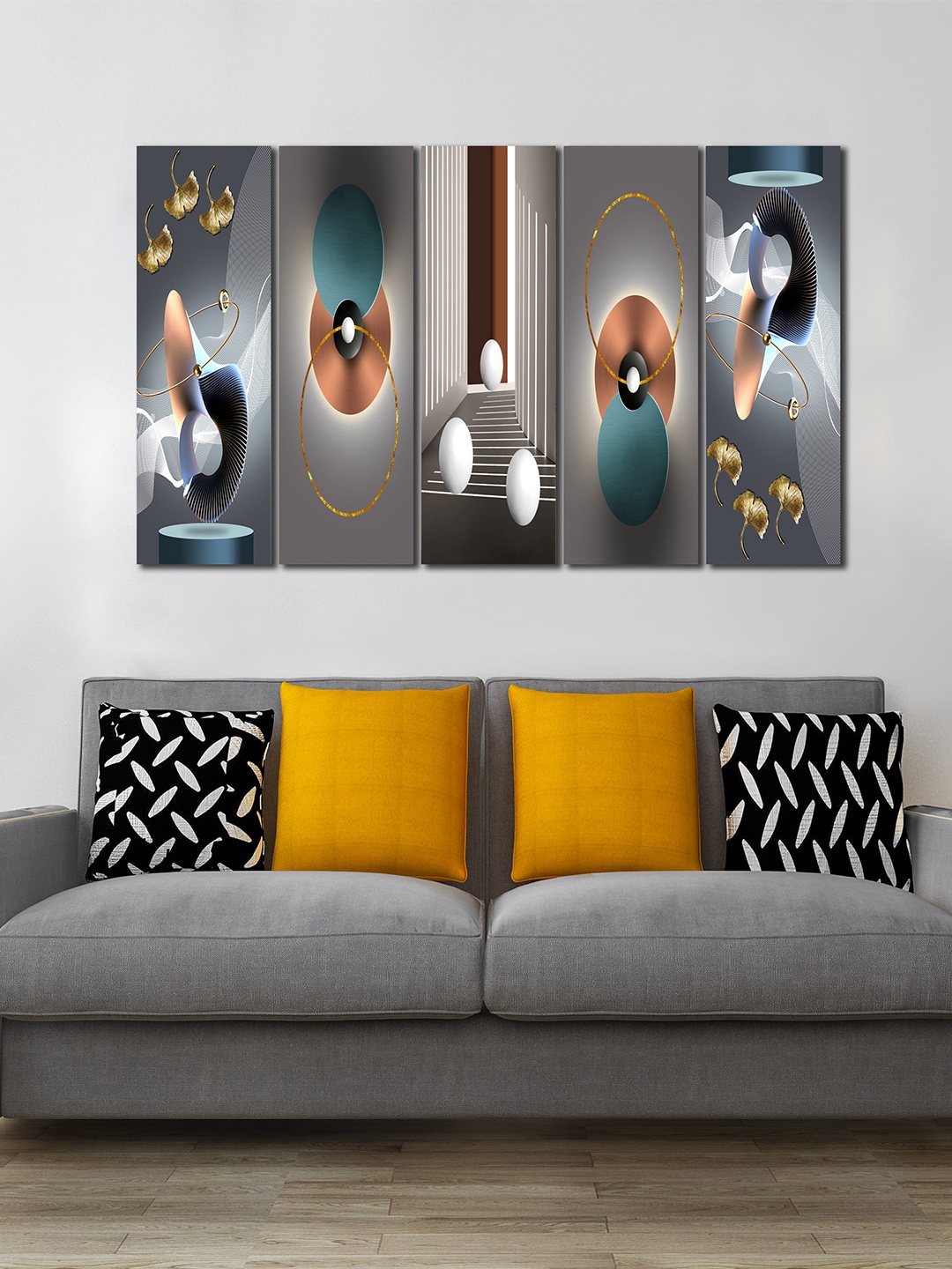 

WENS Grey 5 Pieces Abstract Painting Wall Art