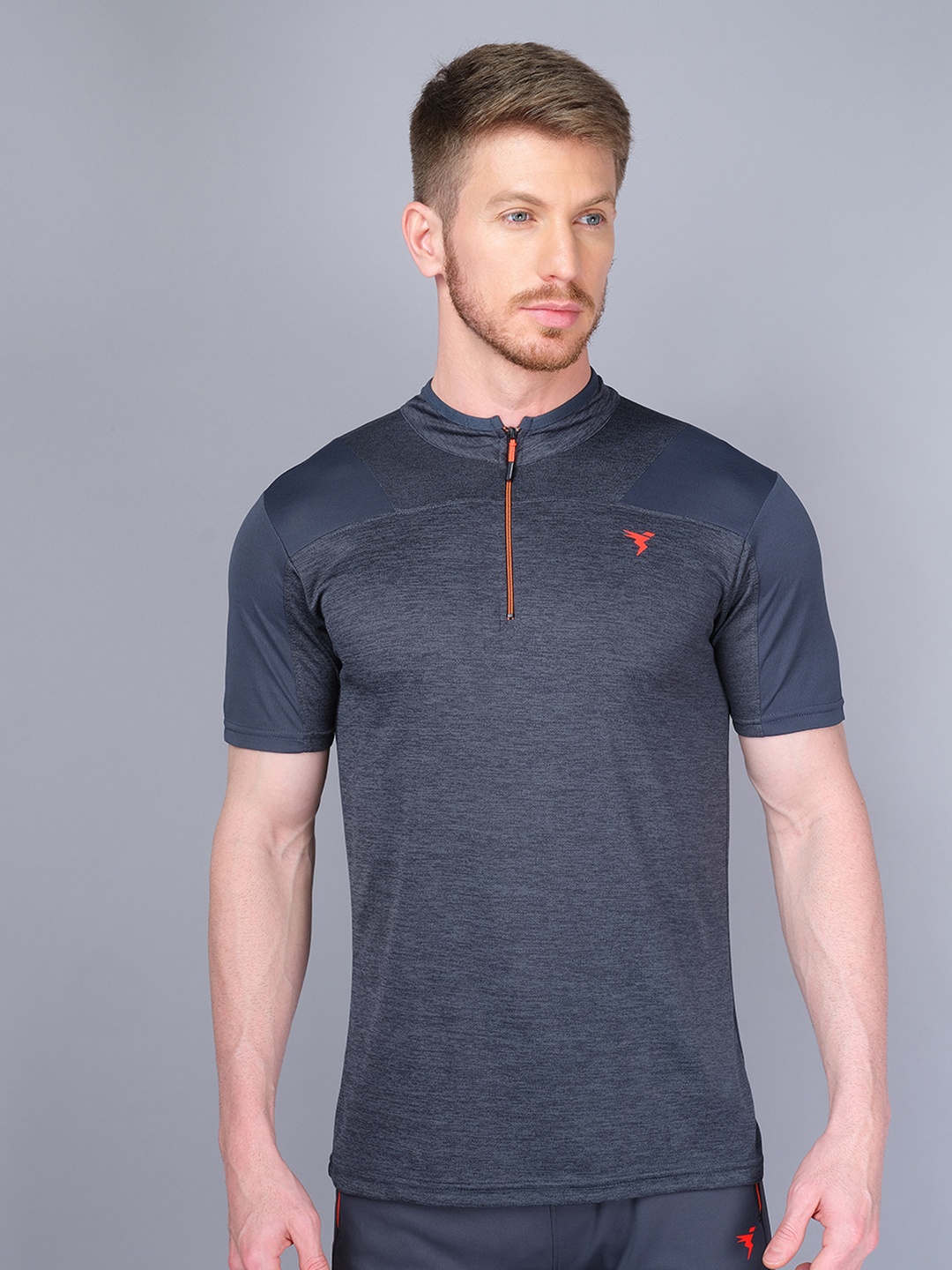 

Technosport Men Printed Antimicrobial Active T-shirt, Grey