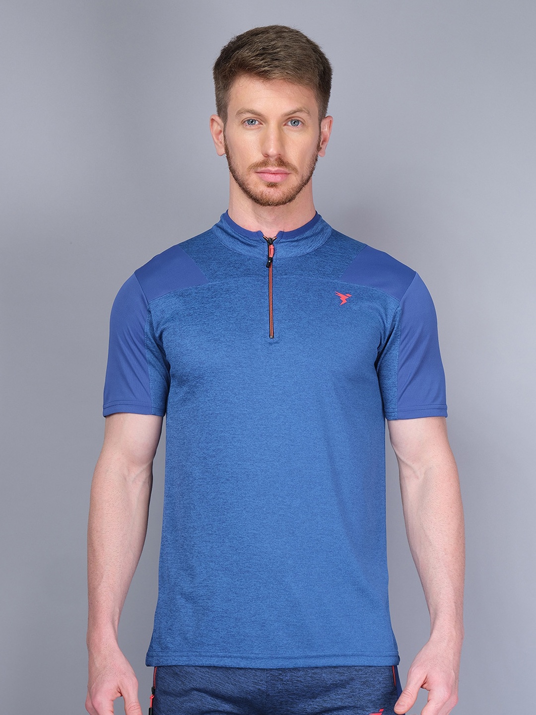 

Technosport Mock Neck Antimicrobial Slim Fit T-shirt, Blue