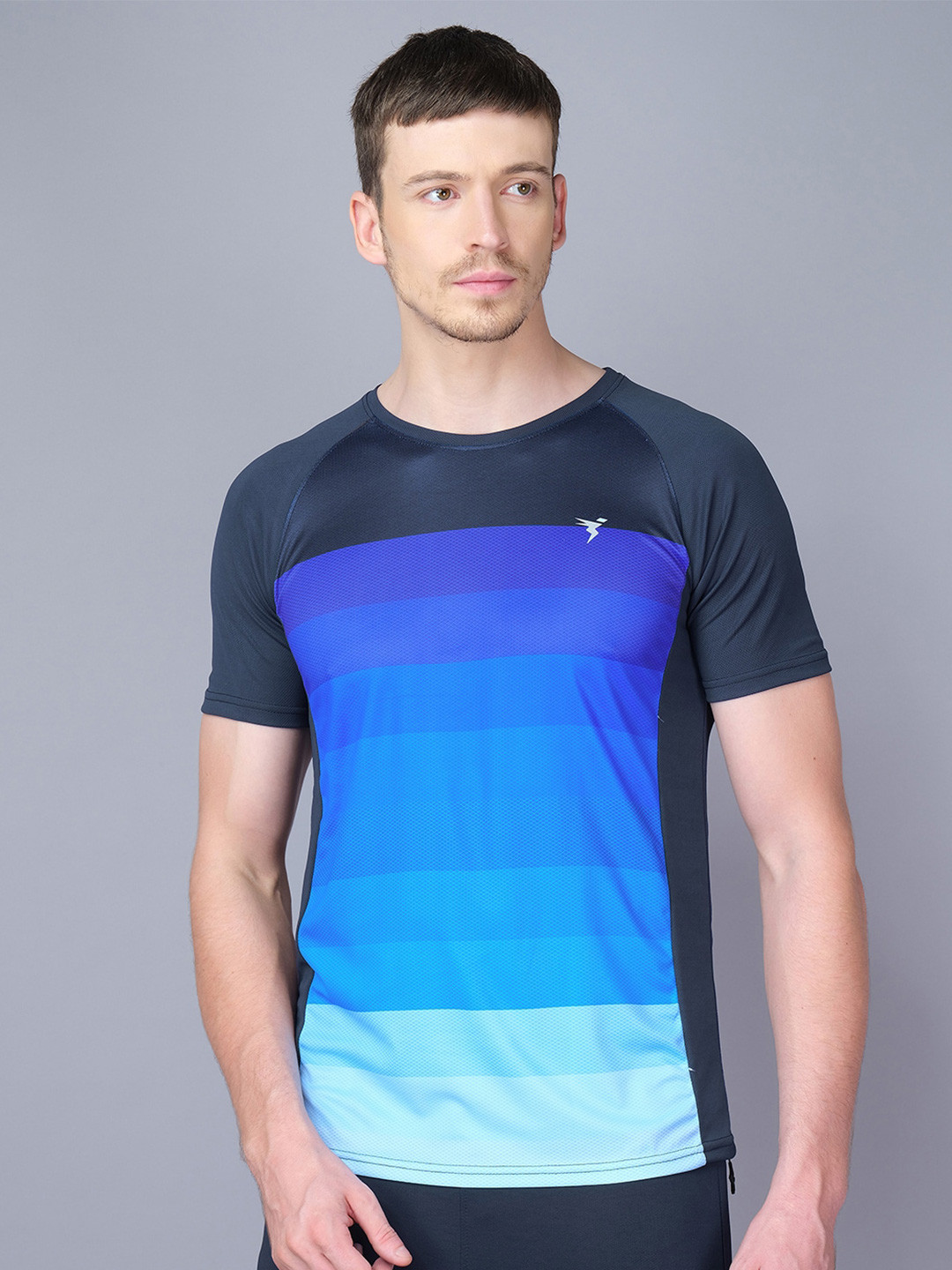 

Technosport Crew Neck Digital Printed Antimicrobial Training or Gym T-shirt, Navy blue