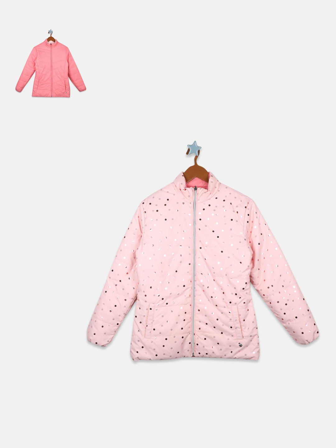 

Monte Carlo Girls Geometric Printed Padded Jacket, Pink