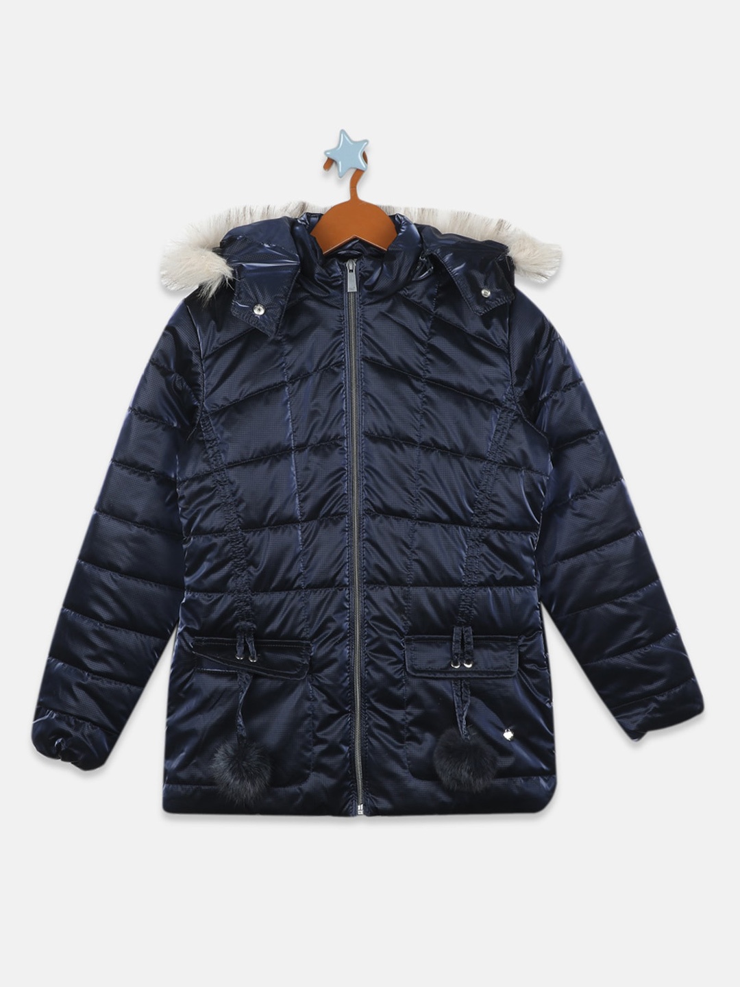 

Monte Carlo Girls Hooded Long Sleeves Parka Jacket, Navy blue