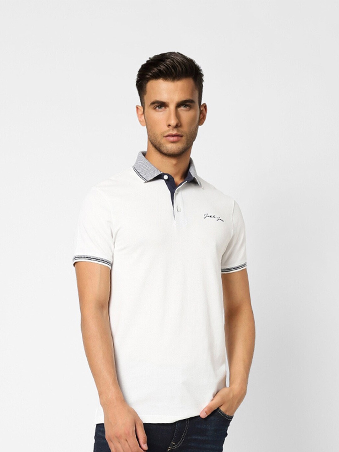 

Jack & Jones Polo Collar Slim Fit Cotton T-shirt, White