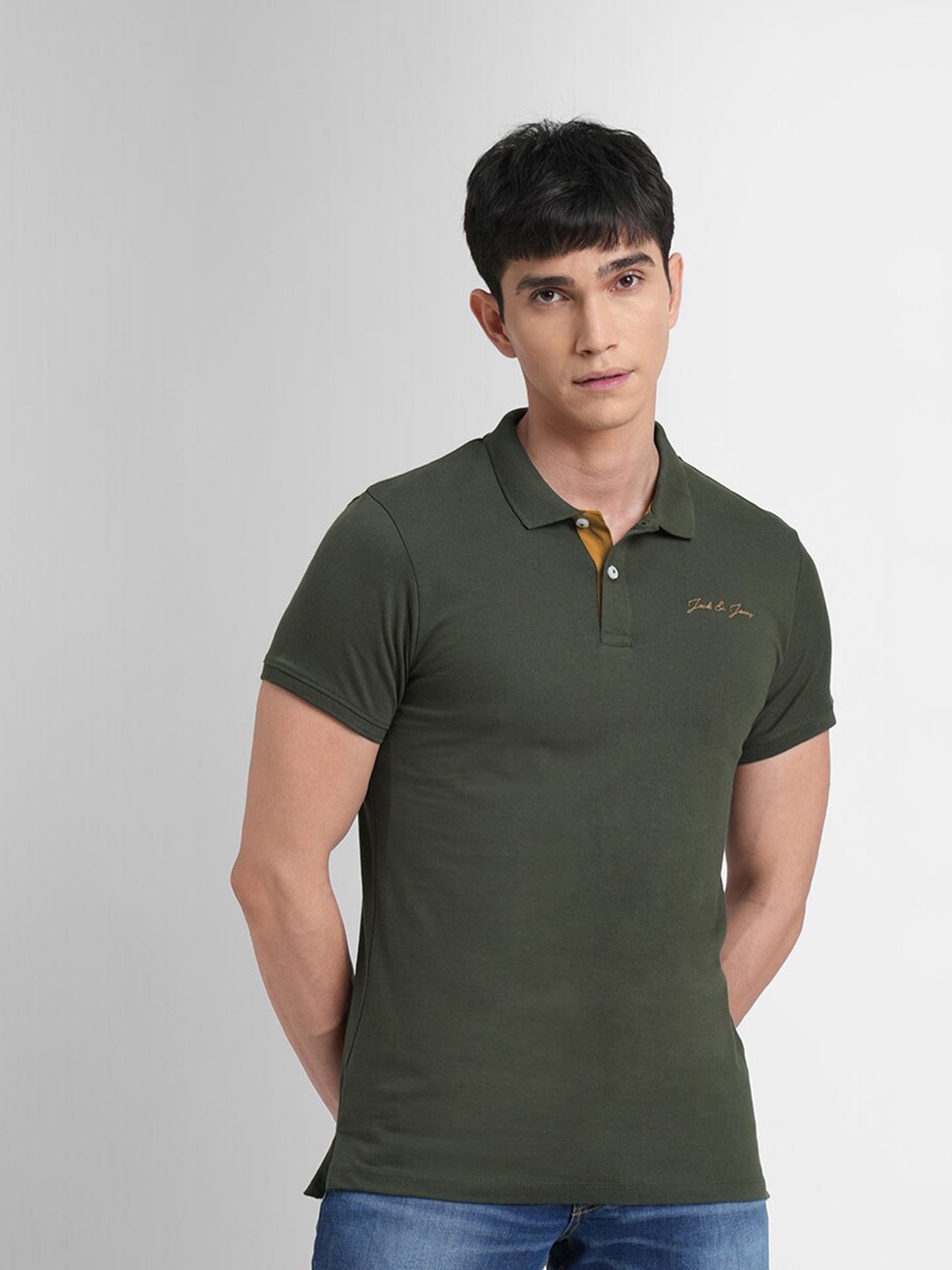 

Jack & Jones Polo Collar Cotton T-shirt, Olive