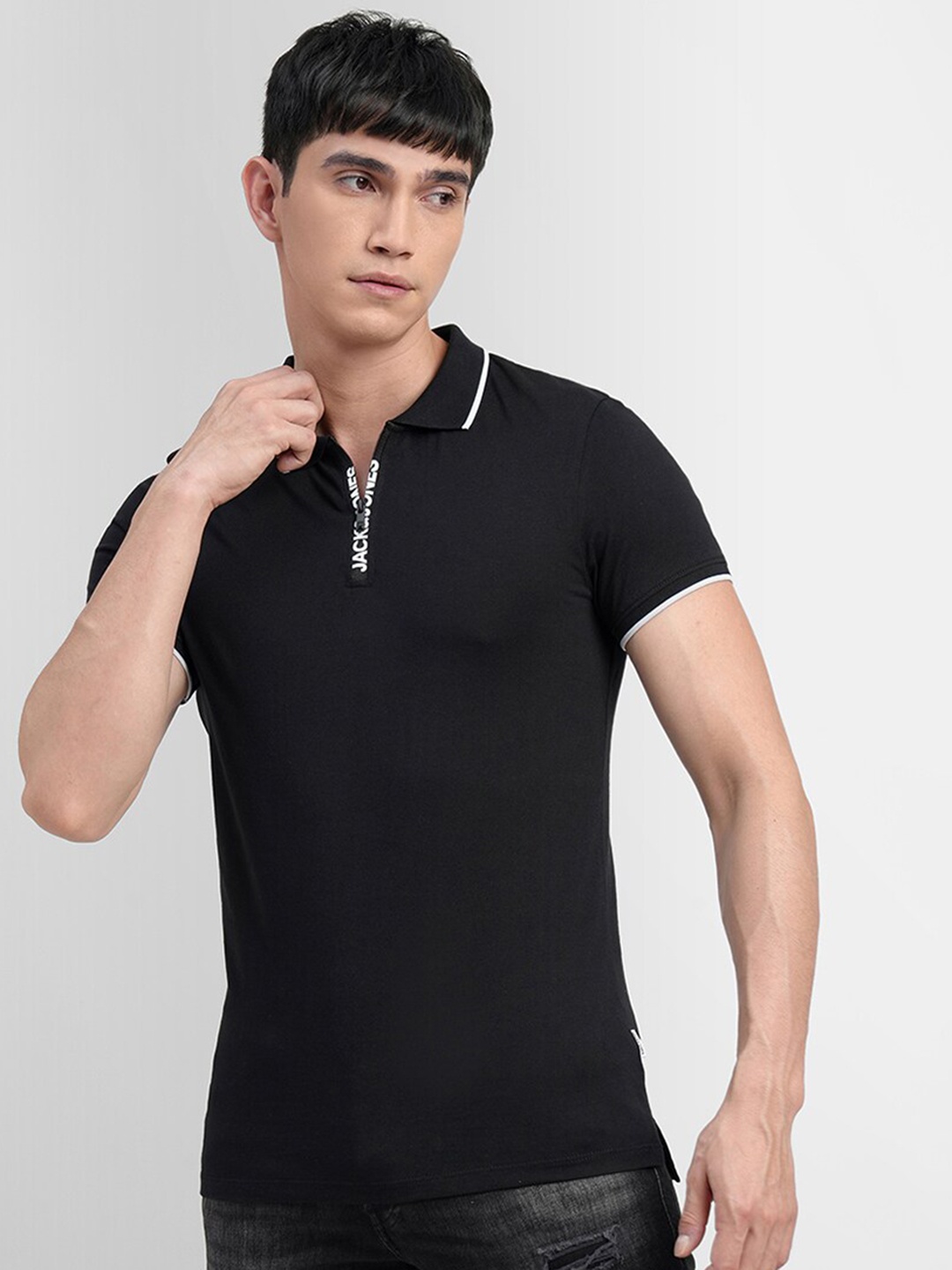 

Jack & Jones Polo Collar Cotton T-shirt, Black