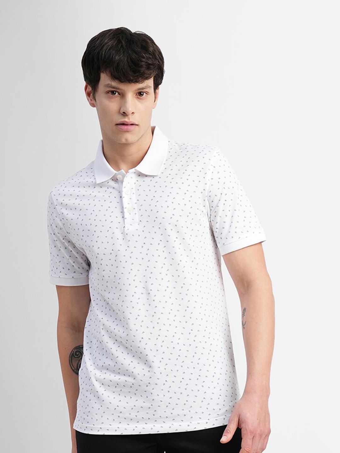 

Jack & Jones Polo Collar Ditsy Printed Slim Fit T-shirt, White