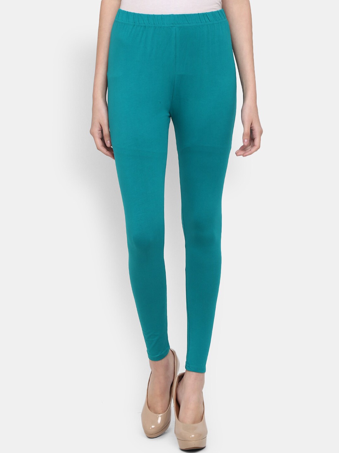 

V-Mart Cotton Lycra Churidar Length Leggings, Teal