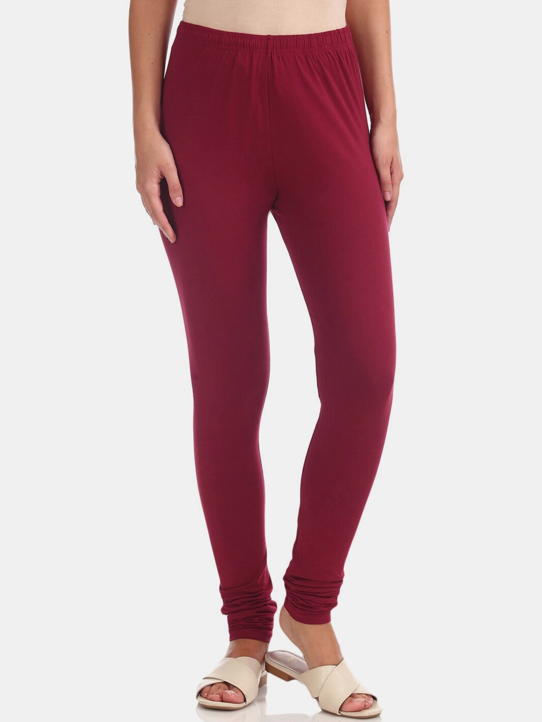 

V-Mart Cotton Churidar Length Leggings, Maroon