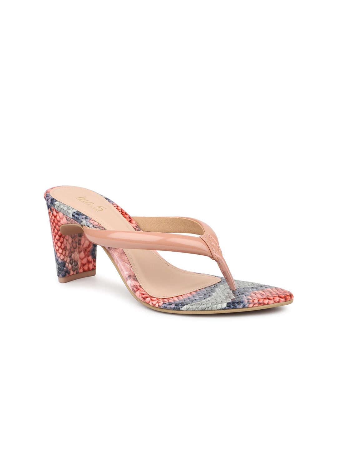 

Inc 5 Printed T-Strap Block Heels, Peach
