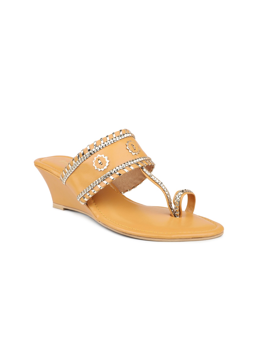 

Inc 5 Women Kolhapuri Ethnic Wedges Heels, Mustard