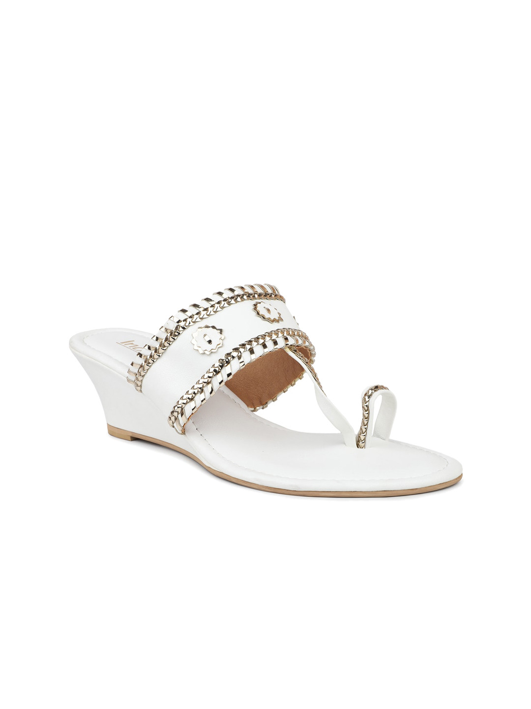 

Inc 5 Embellished Open One Toe Wedges, White
