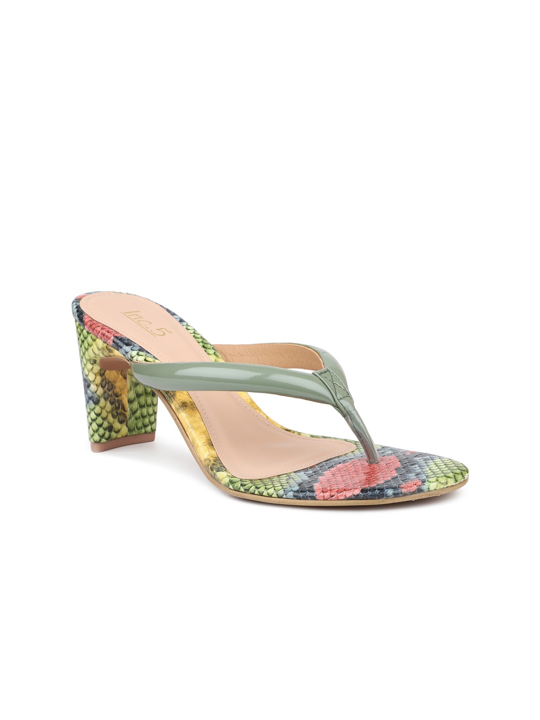 

Inc 5 Women Printed Block Heels, Green