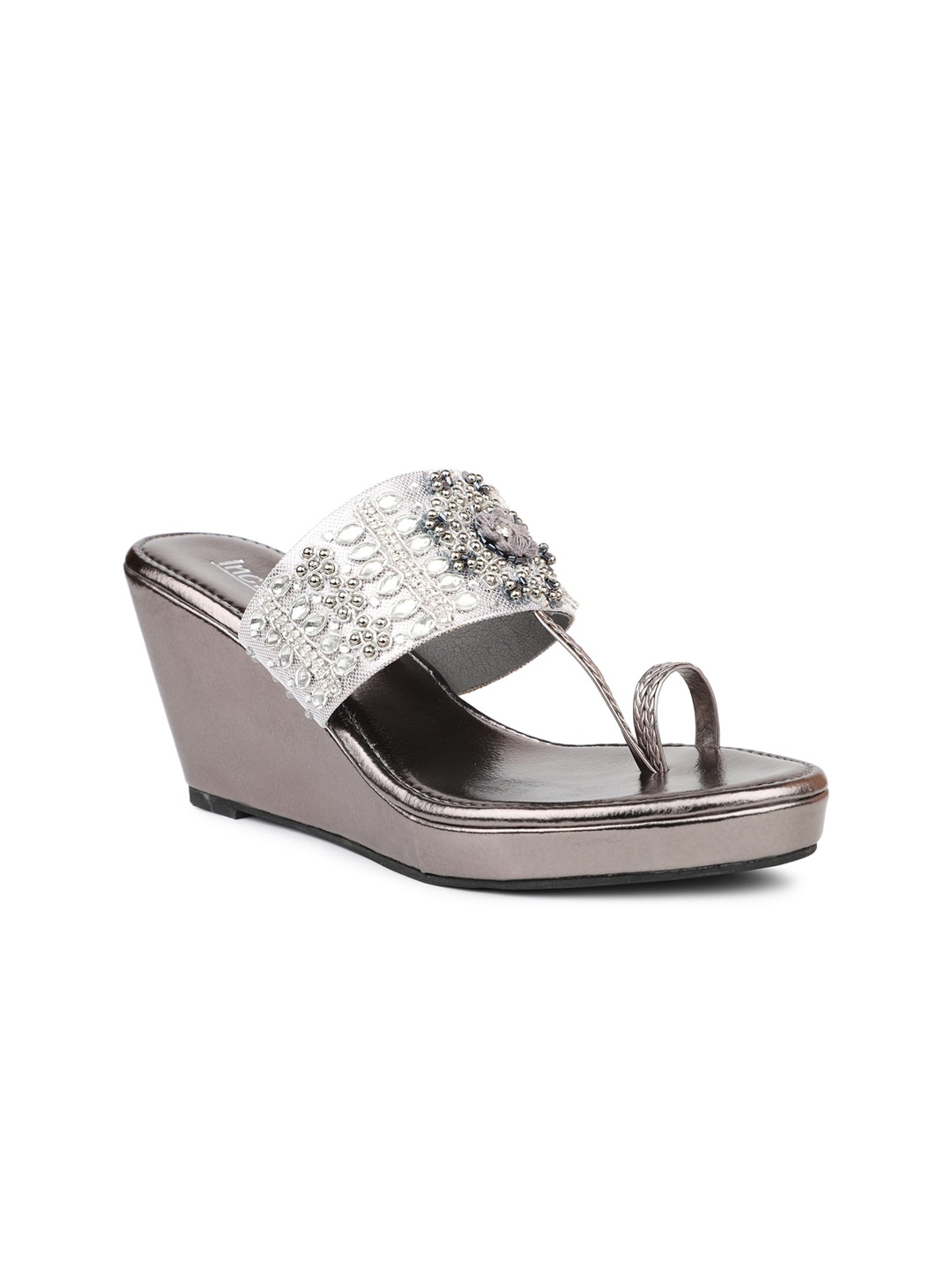 

Inc 5 Grey Embellished One Toe Wedges