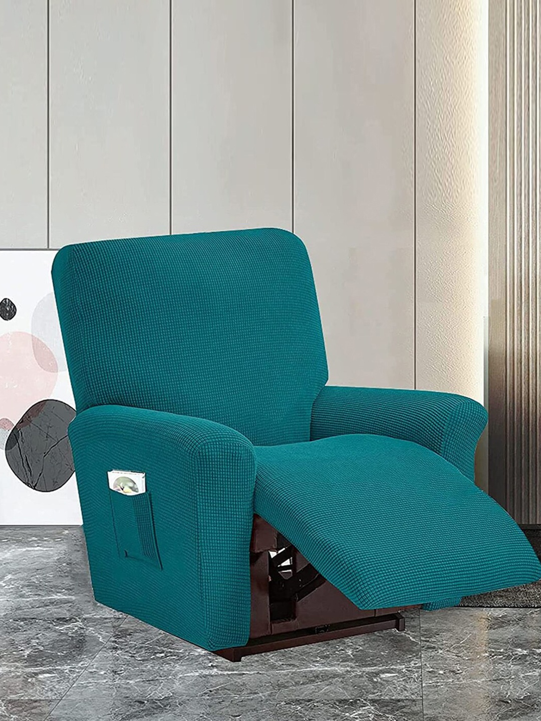 

HOUSE OF QUIRK 4Pcs Green Recliner 1 Seater Jacquard Recliner Chair Covers With Pocket