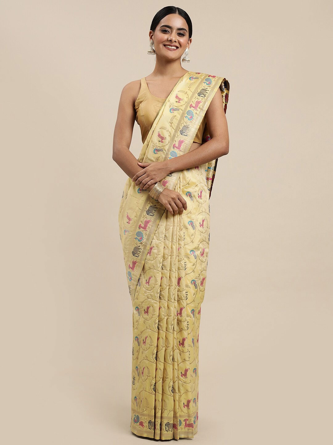 

Royal Rajgharana Saree Woven Design Pure Silk Banarasi Sarees, Yellow