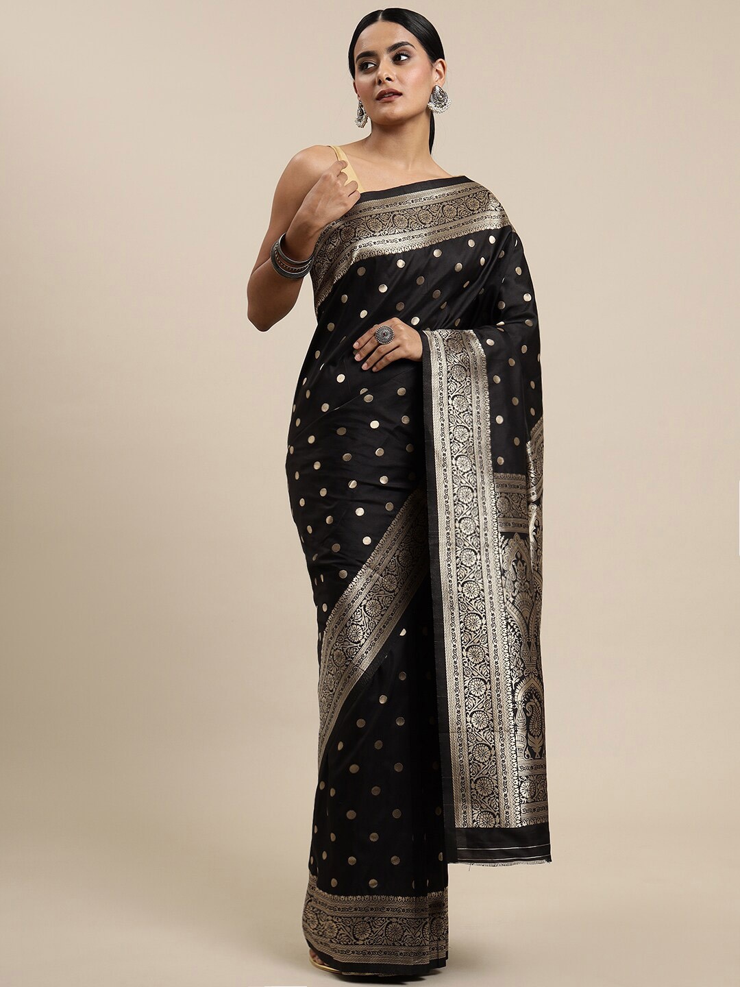 

Royal Rajgharana Saree Woven Design Zari Pure Silk Banarasi Sarees, Black