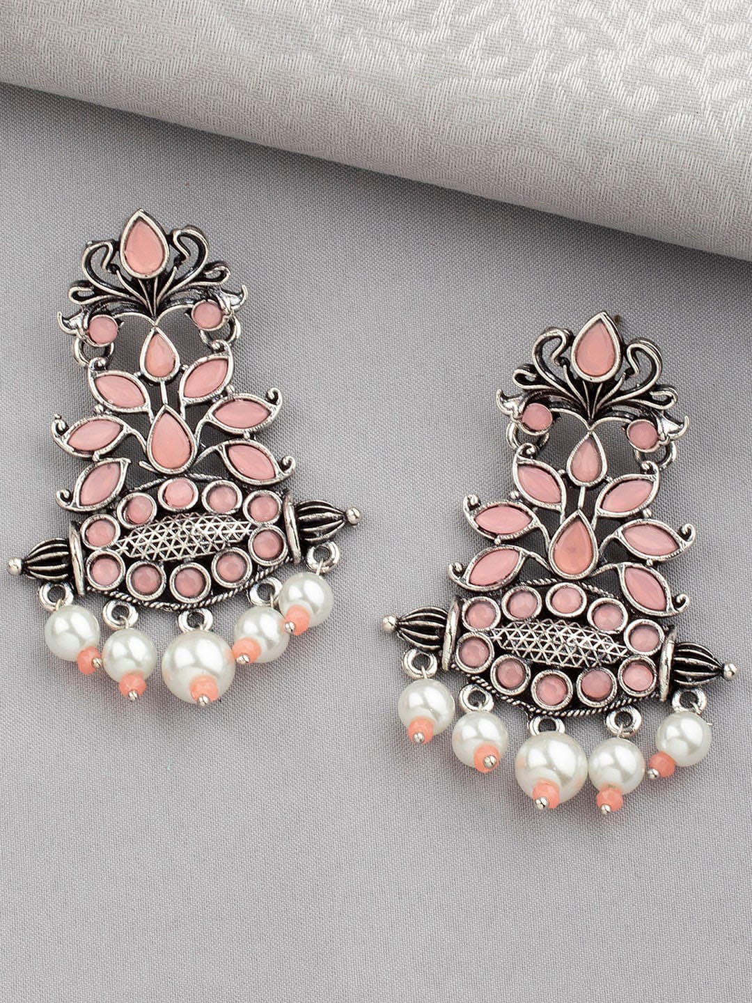 

Alamod Floral Silver Plated Drop Earrings, White