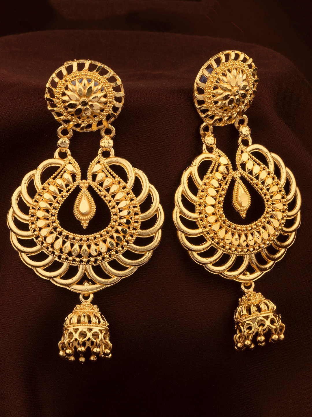 

Alamod Gold Plated Contemporary Shaped Chandbali Earrings