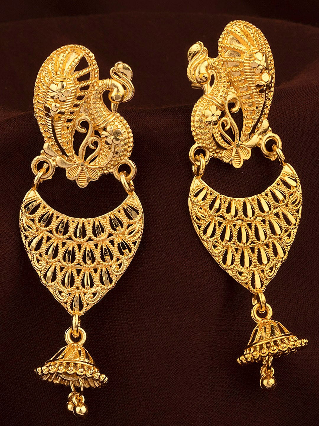 

Alamod Gold-Plated Peacock Shaped Drop Earrings