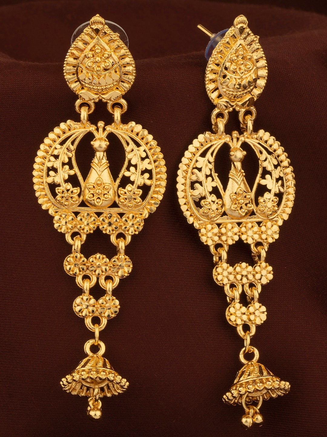 

Alamod Gold-Plated Peacock Shaped Drop Earrings