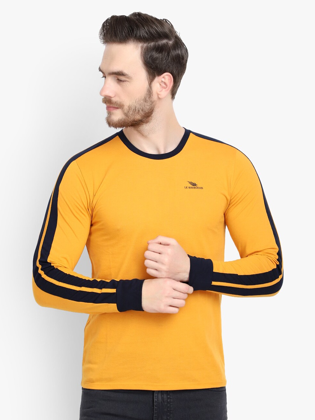 

LE BOURGEOIS Round Neck Long Sleeves T-shirt, Mustard