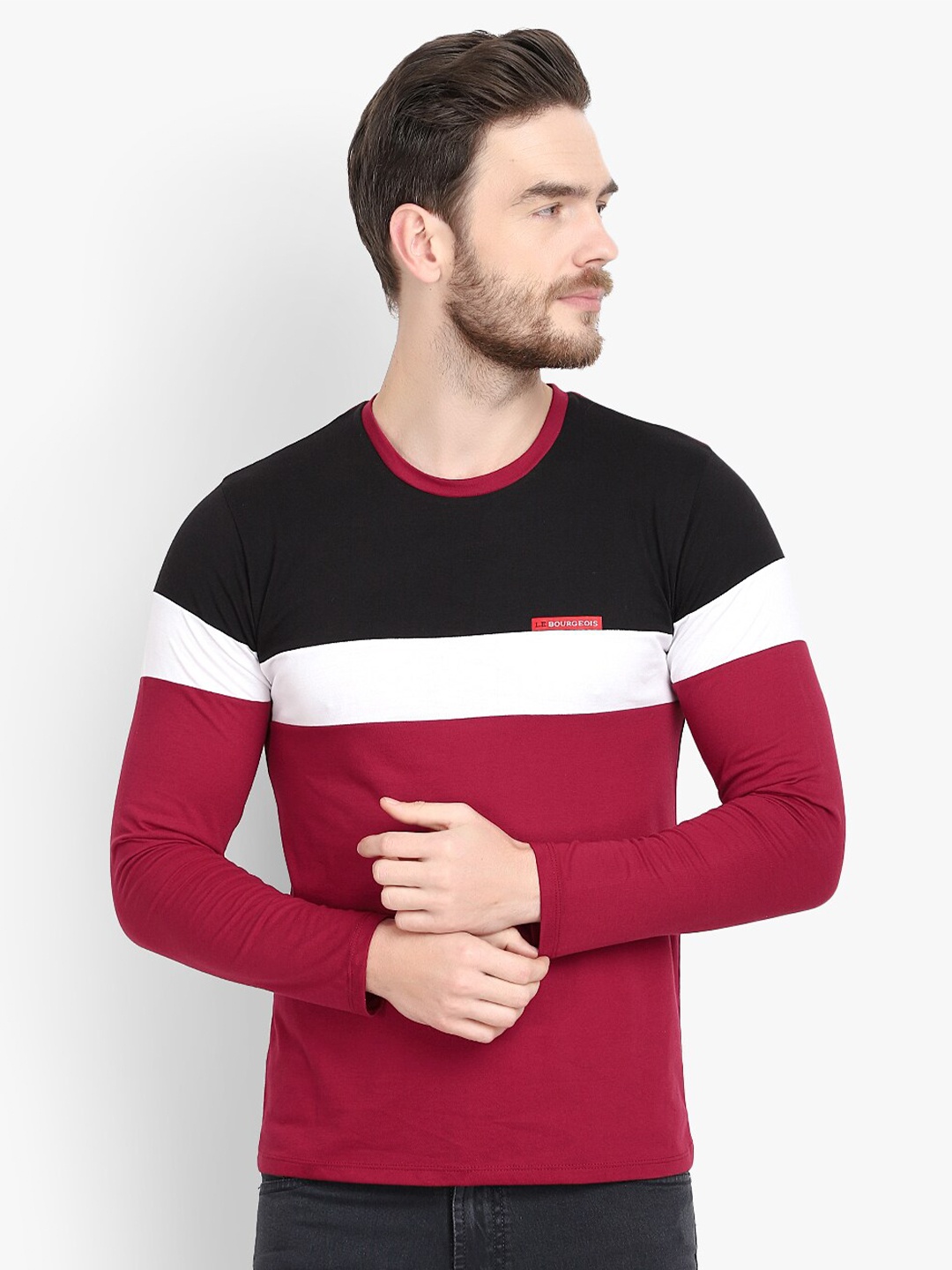 

LE BOURGEOIS Men Striped T-shirt, Red