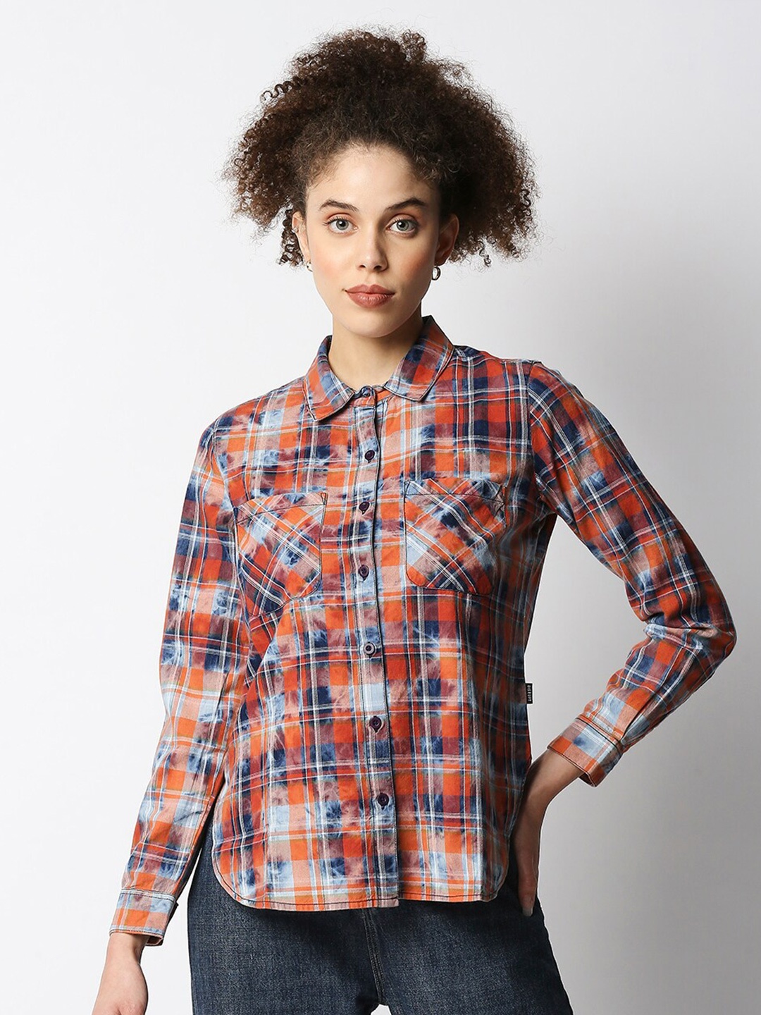 

Disrupt Comfort Spread Collar Checked Casual Shirt, Red