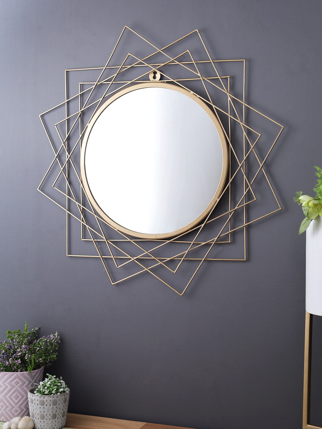 

Aapno Rajasthan Gold-Toned Metal Framed Mirror