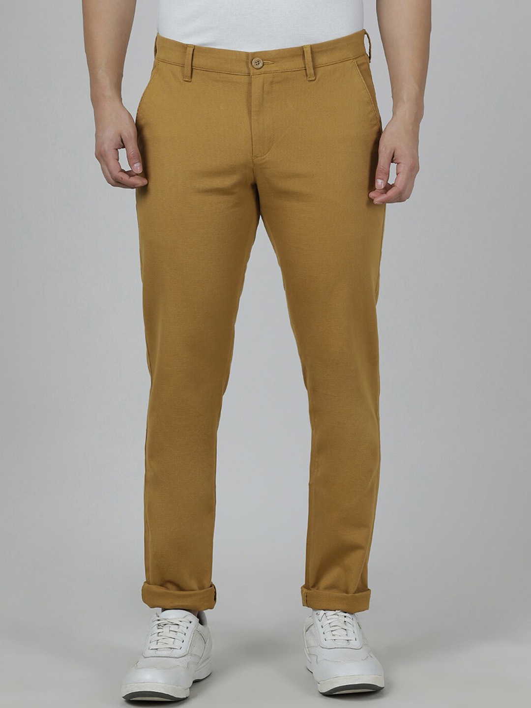 

Crocodile Men Slim Fit Easy Wash Cotton Trousers, Khaki