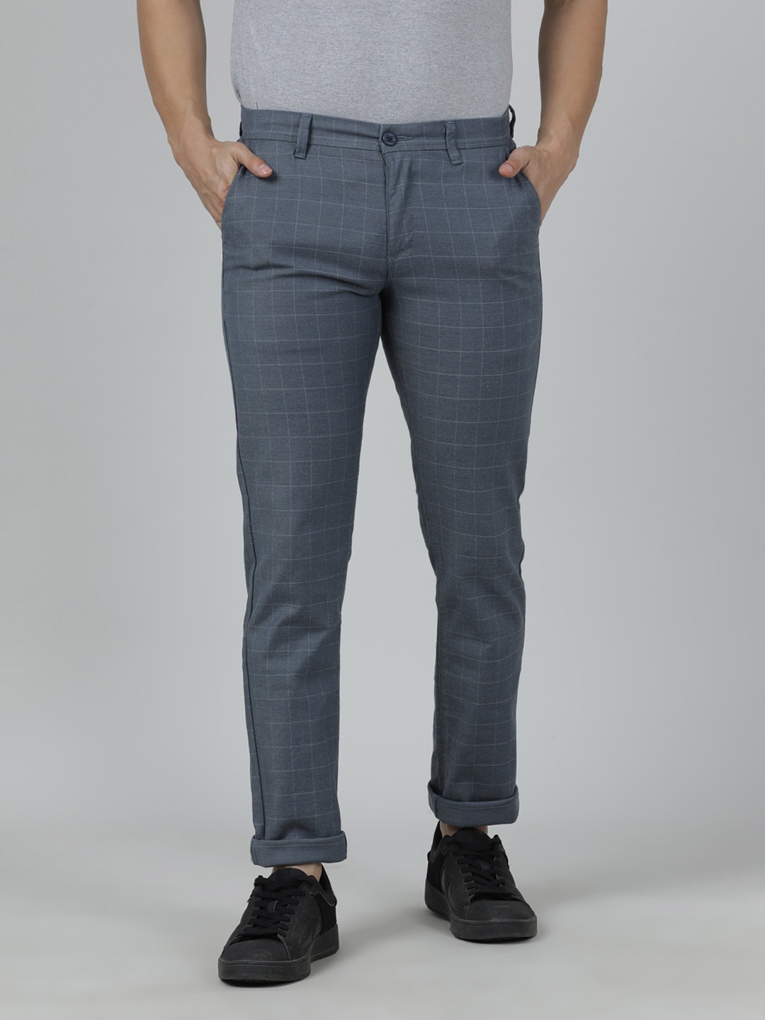 

Crocodile Men Slim Fit Easy Wash Cotton Trousers, Grey