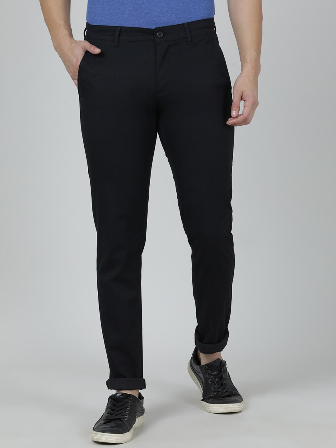 

Crocodile Men Black Tapered Fit Easy Wash Cotton Trousers