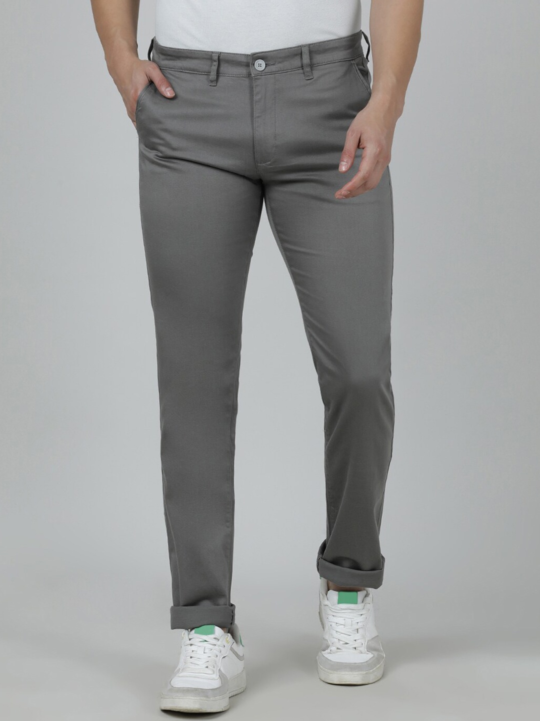 

Crocodile Men Slim Fit Easy Wash Cotton Trousers, Grey