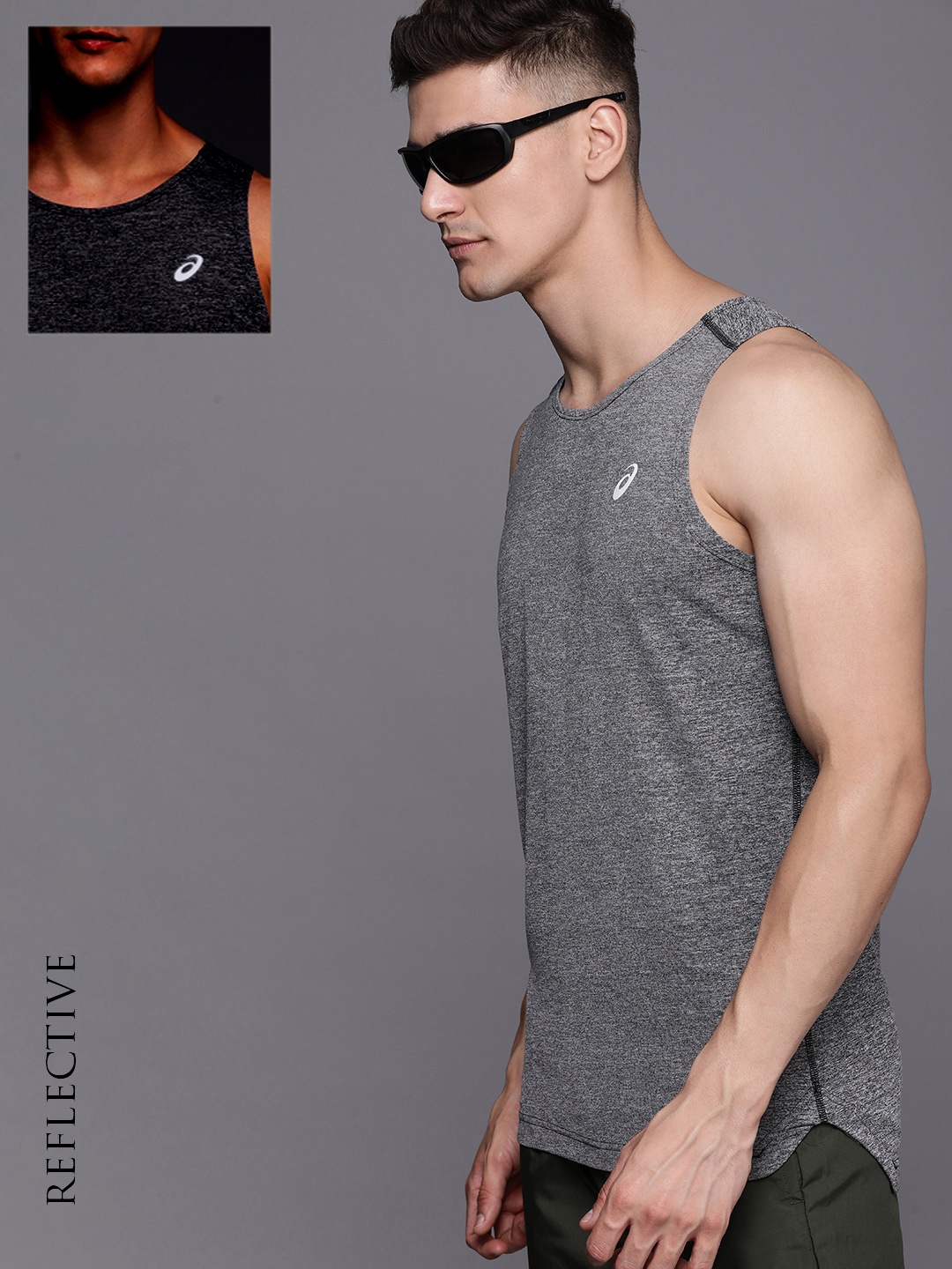 

ASICS Reflective Sleeveless Running T-shirt, Grey