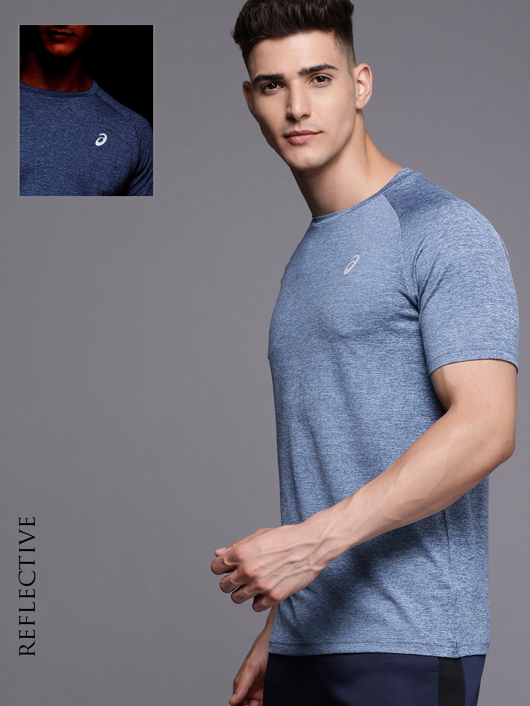 

ASICS Solid Reflective Raglan Sleeves Running T-shirt, Blue