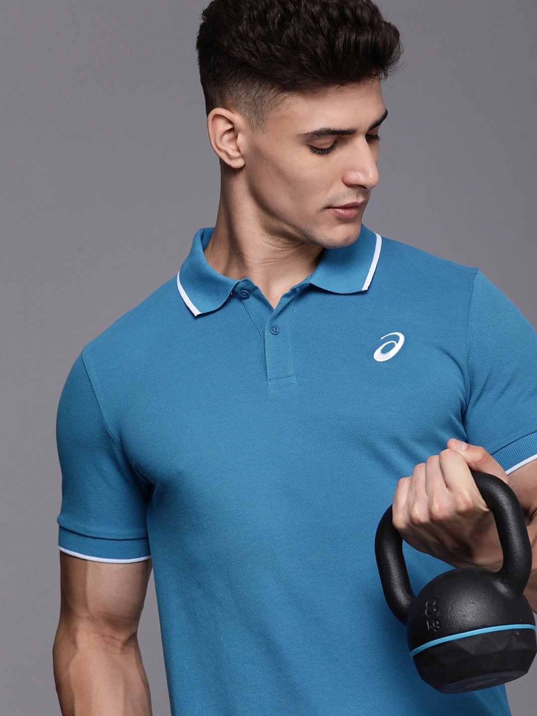 

ASICS Men Blue Polo Collar Training T-shirt