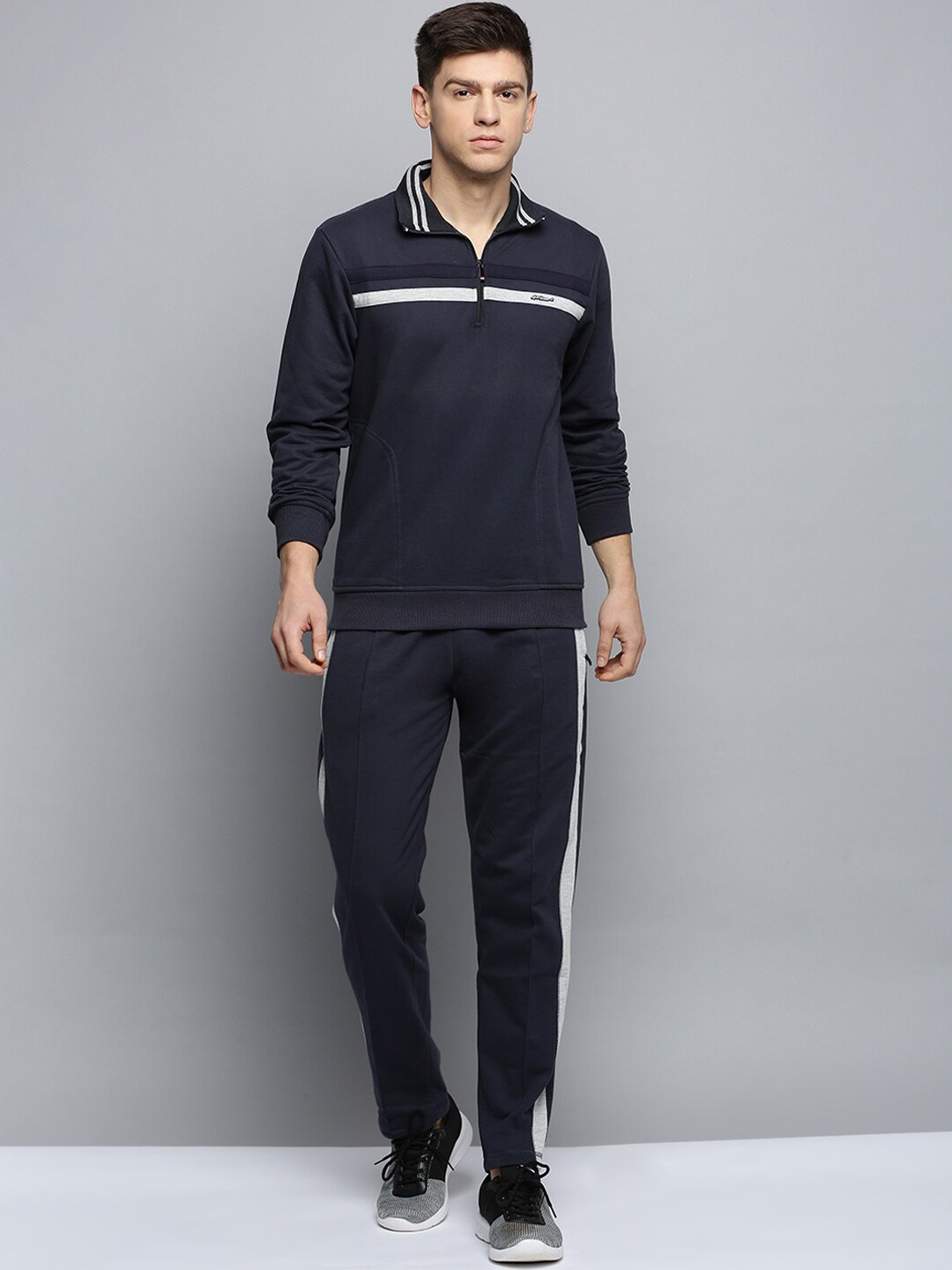 

SHOWOFF Men Cotton Mock Collar Tracksuits, Navy blue